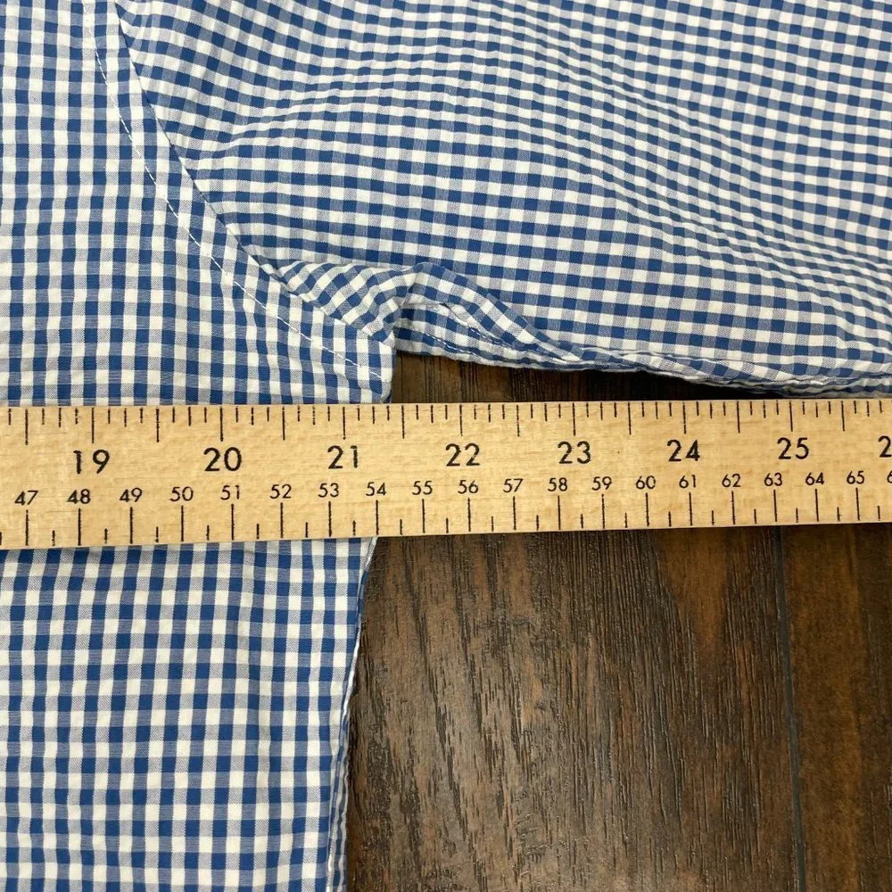 J. Crew Shirt Medium Blue White Gingham Plaid‎ Classic Button-Front Men's